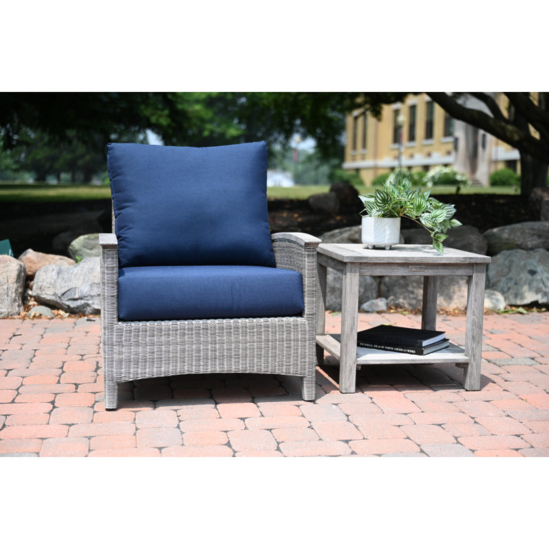 Shelburne 22" Outdoor Weathered Teak Side Table With Lower Shelf