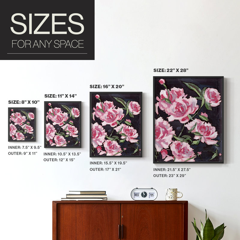 Meer Rosa I, reproduction encadrée - bois massif, H 11 po x l 9 po, Noir