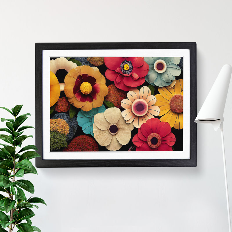 Beautiful Flower Market - Single Picture Frame Print, Black Framed, 34cm H x 46cm W x 2cm D