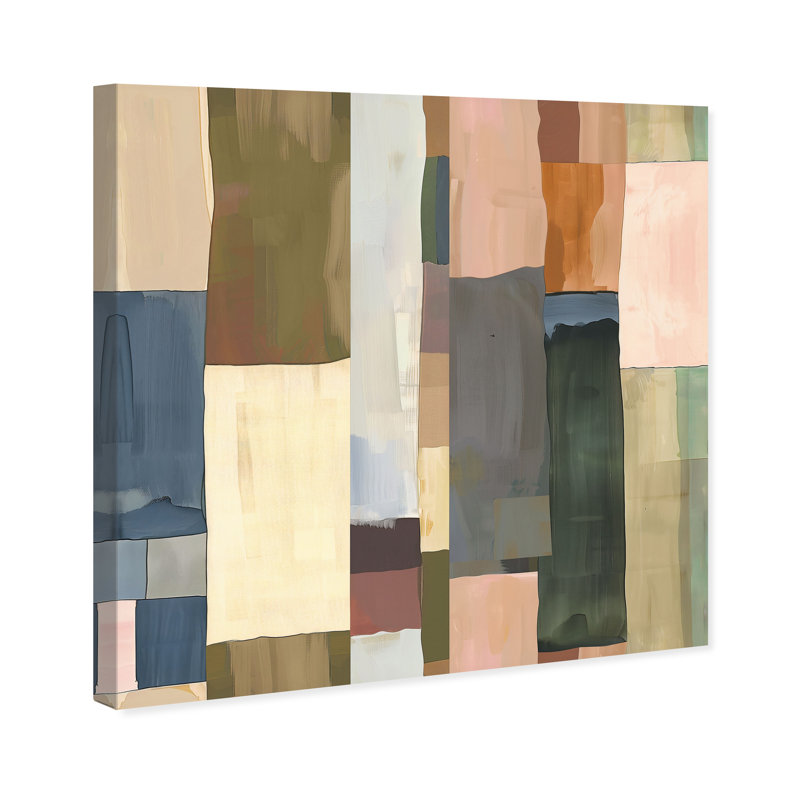 Beige Blocks I Canvas Abstract Print by Oliver Gal, Black Frame, 12 x 12, 40"H x 40"W, Canvas Unframed