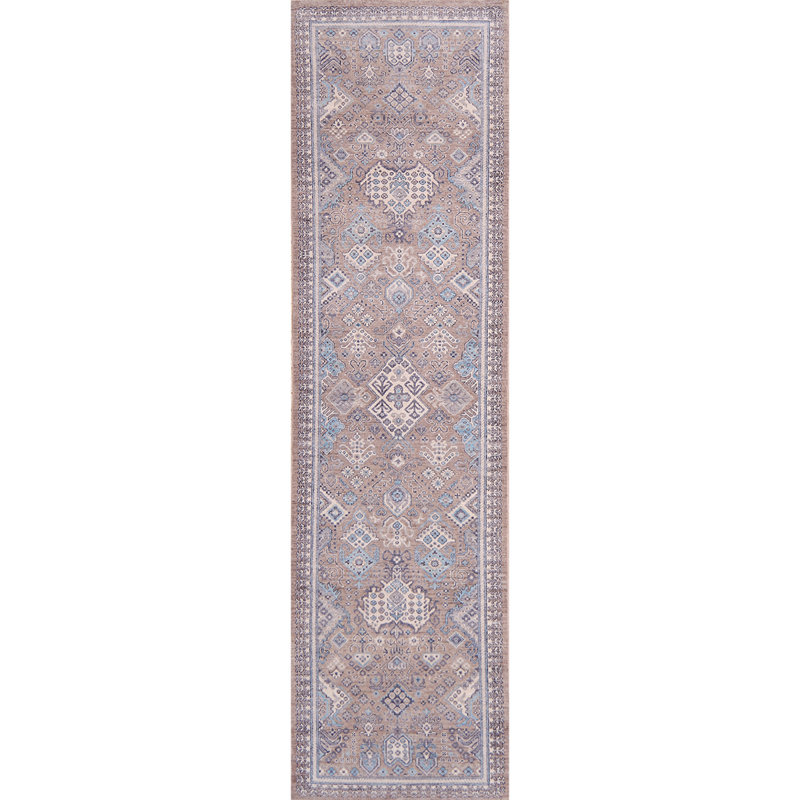 Tapis de couloir beige / brun / bleu clair de haute qualité Ziegler 3000