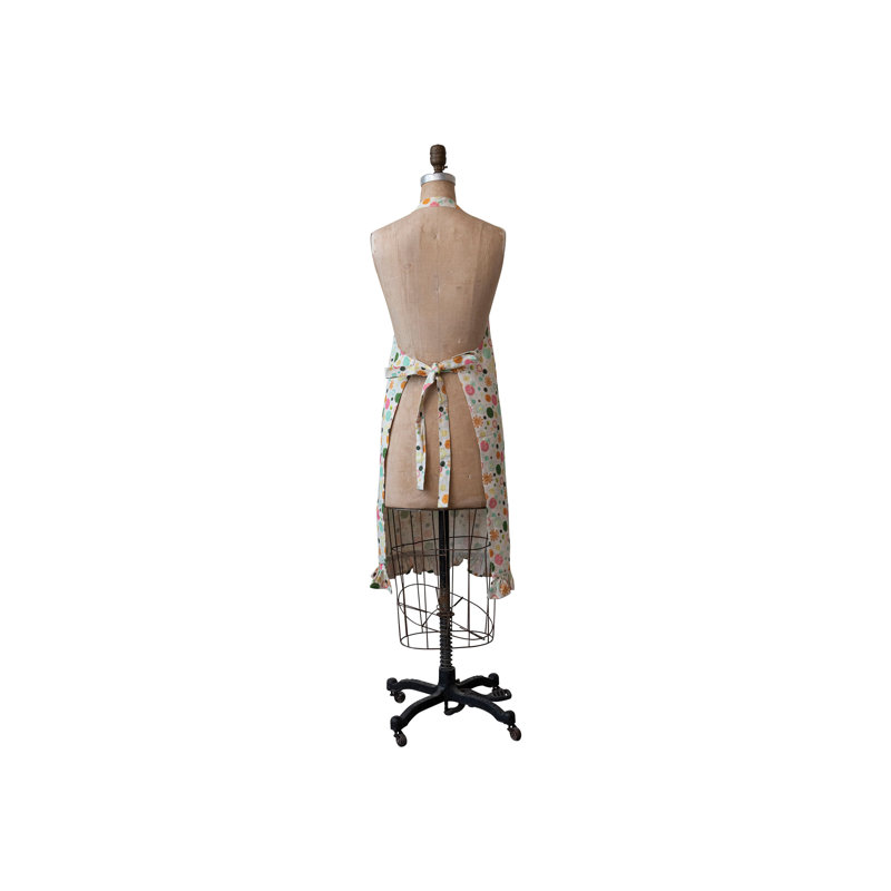 Cotton Printed Apron With Pattern And Ruffle