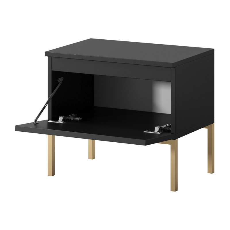 Moaad 49cm W Steel Bedside Table, Black