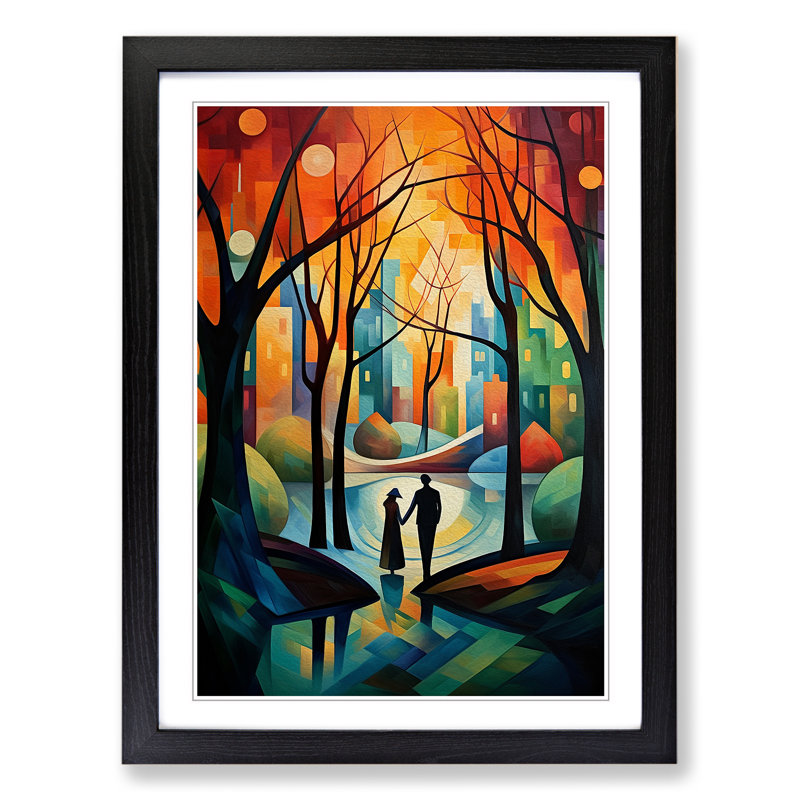 Central Park Cubism - Single Picture Frame Print on Wood, Black Framed, 46cm H x 34cm W x 2cm D