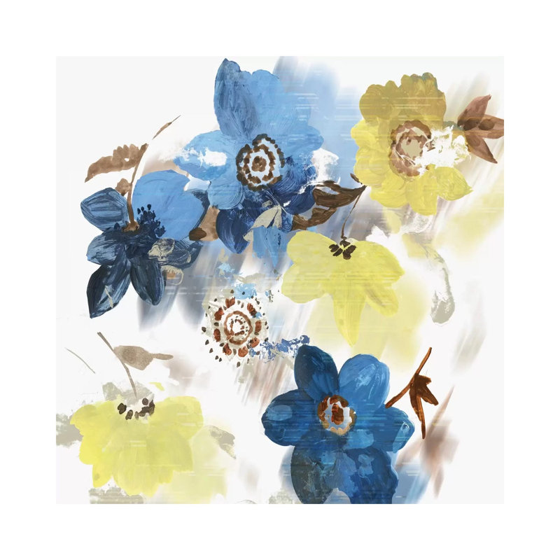 Glitchy Floral I 1 Piece Wrapped Canvas Painting