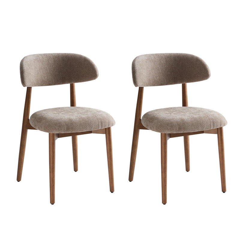 Amarachi Upholstered Solid Wood Dining Chair Side Chair, Brown