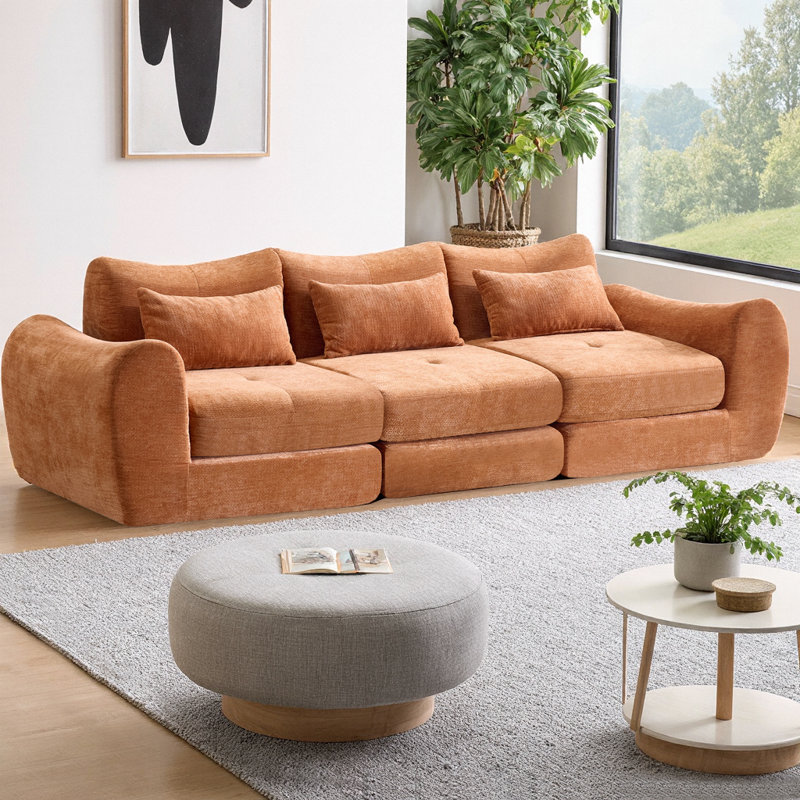 Canapé-lit convertible 3 places modulable Cloud, Orange