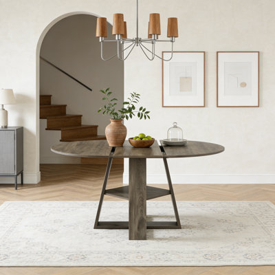 Table de salle à manger extensible de 43,3 po à 59 po pour 4-8, table ronde moderne en bois de style Mid-Century avec feuilles amovibles peu encombrante, pour la cuisine