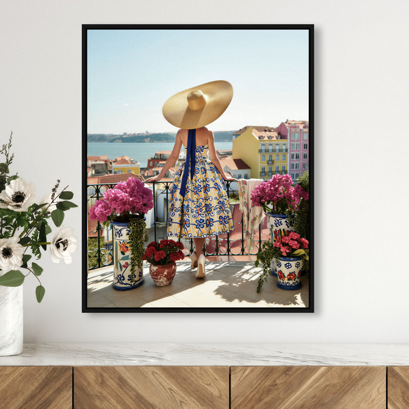Lisbon Balcony Print by Oliver Gal, 21"H x 25"W, Black Floater Frame