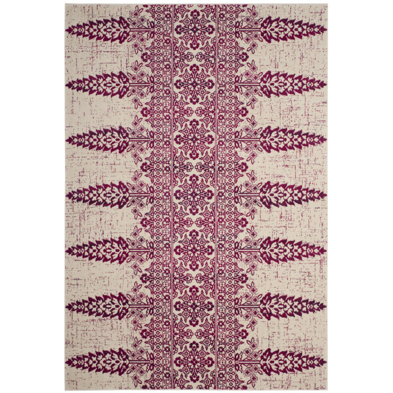 Annette Floral Ivory/Fuchsia Area Rug, Rectangle 3' x 5'