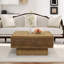 Table basse 31,52 "carrée en rotin + corde de chanvre avec fonction de rangement réglable, de style rétro naturel, pour la salle à manger, la cuisine et le salon, naturel
