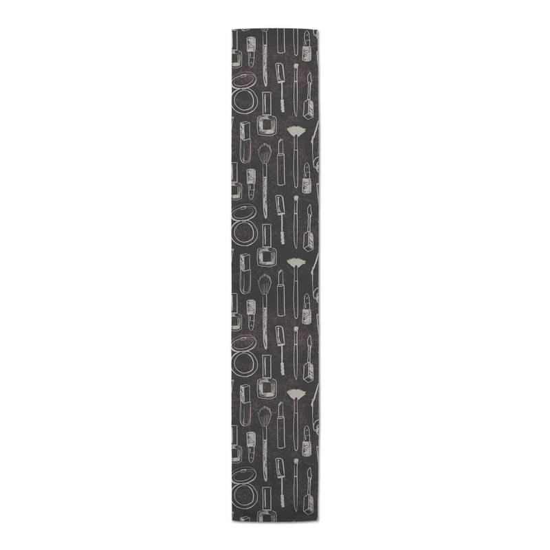 Chemin de table Dewaun, Blanc / noir, L 90 po x l 16 po