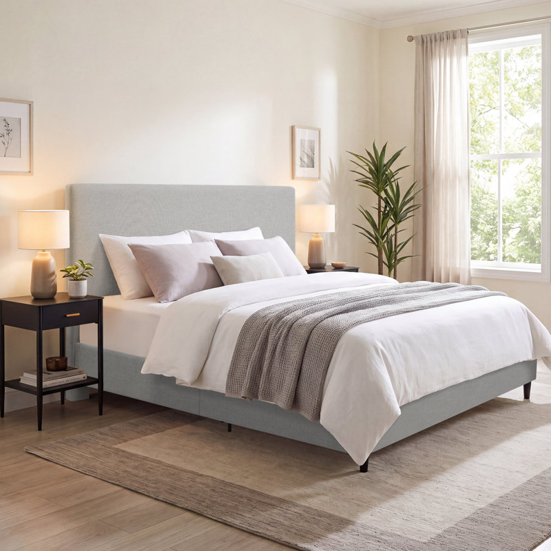 Lit tapissier Ana, Gris, King