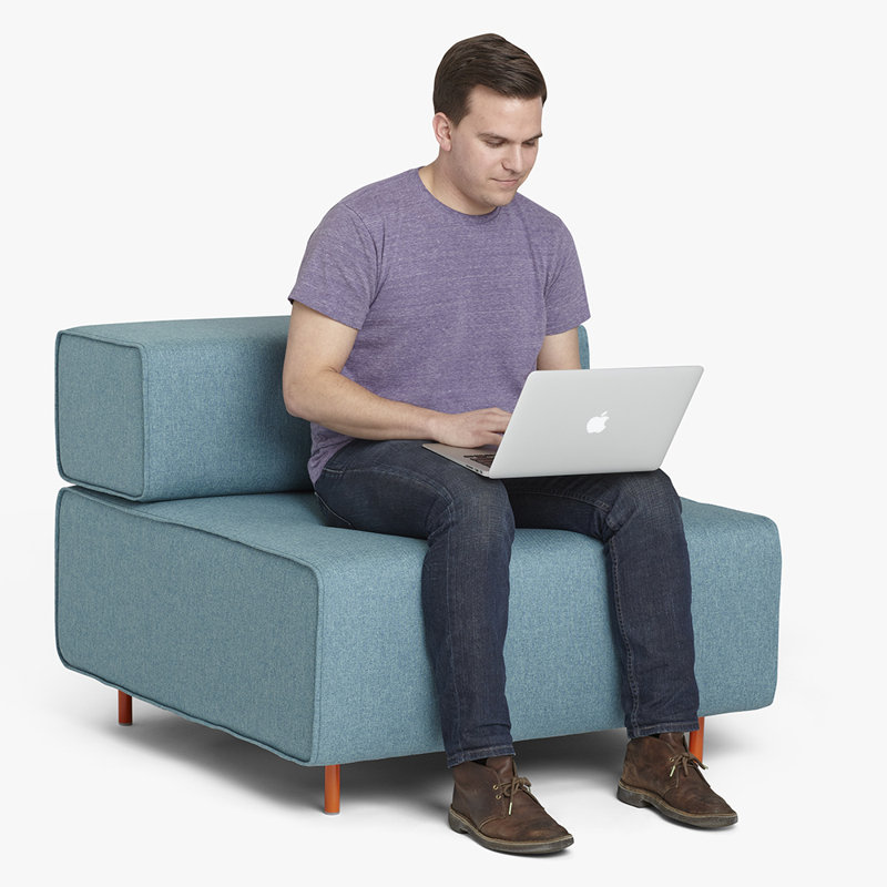 Chaise Block, Bouclé bleu foncé