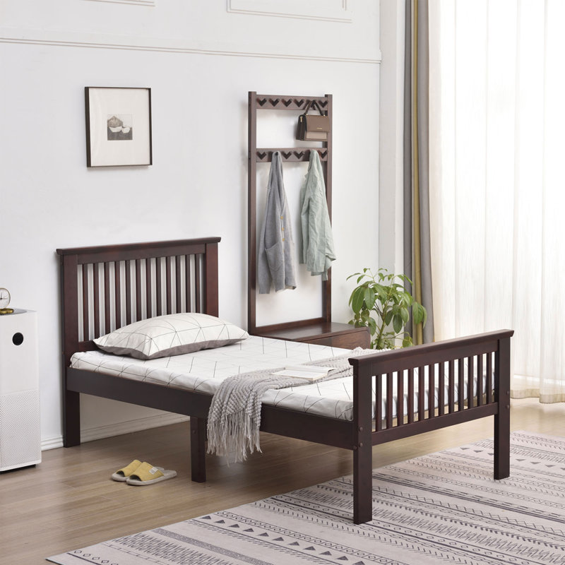 Hammoud Solid Wood Slat Bed, Mahogany