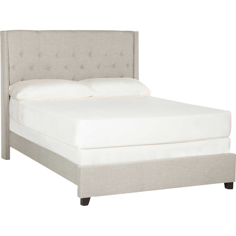 Wampler Upholstered Standard Bed, Full, Light Gray