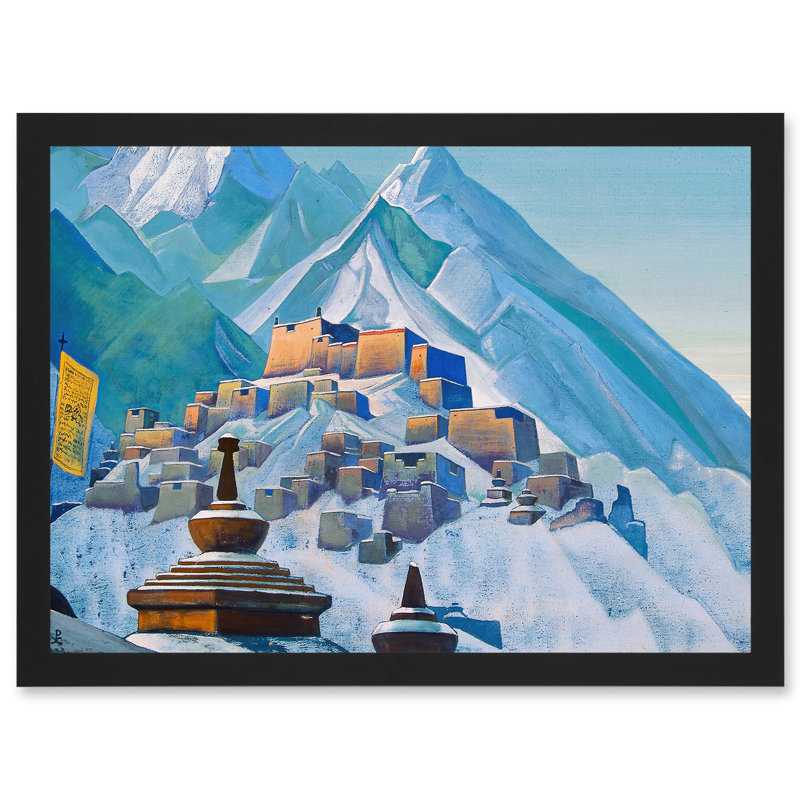 Roerich Tibet Himalayas Symbolist Mountain - Single Picture Frame Painting, 33.02cm H x 45.47cm W