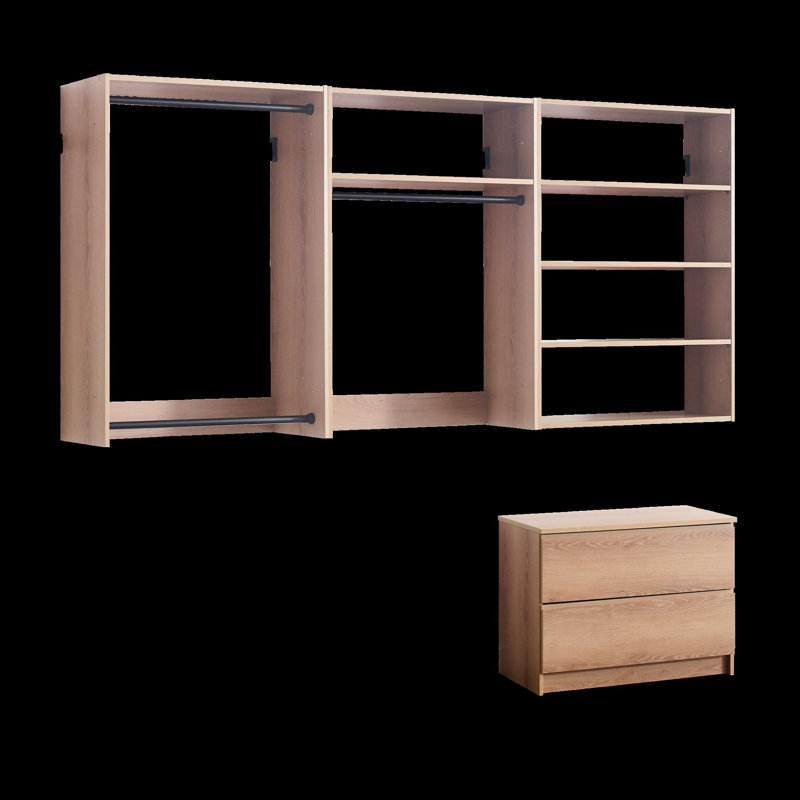 Système de garde-robe autoportant en bois, Chêne