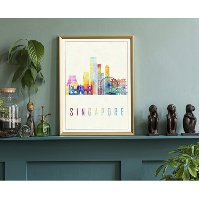 Singapore City Illustration Poster World Cities " Singapore City " Watercolor Painting