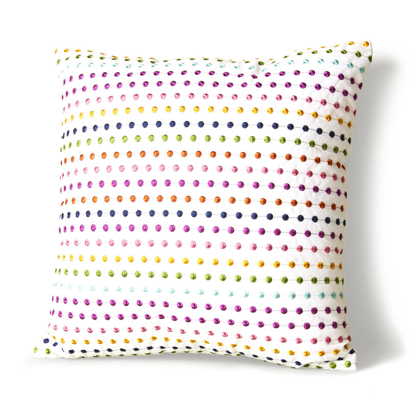 Your Lifestyle by Donna Sharp Colorful Dots Embroidered Cotton Square Throw Pillow