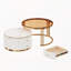 Table basse gigogne 2 pièces avec tiroirs et plateau en verre trempé brun Modern