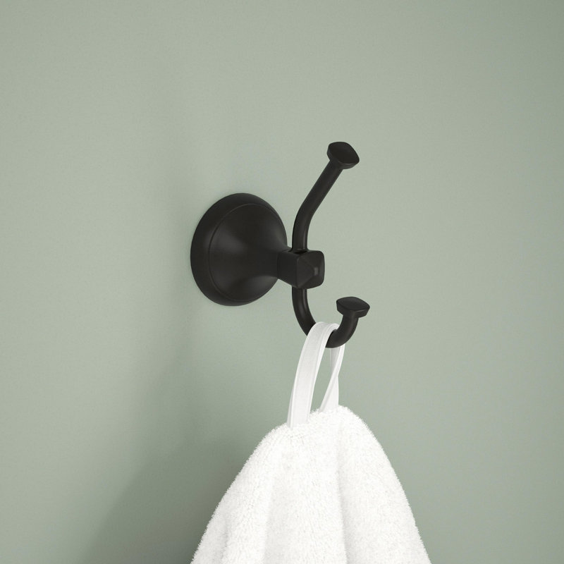 Esato Double Towel Hook Bath Hardware Accessory, Matte Black