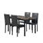 Ensemble de coin-repas 5 pièces avec plateau en faux marbre, structure en métal noir profond et 4 chaises rembourrées