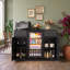 Armoire à réfrigérateur cannelée 53 "avec prise de courant, armoire de bar moderne avec tablettes réglables et espace de réfrigérateur intégré, buffet en bois-131272515