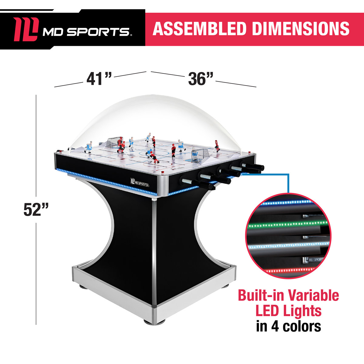 MD Sports Dome Hockey Table Game with Electronic Scorer and LED Lights ...