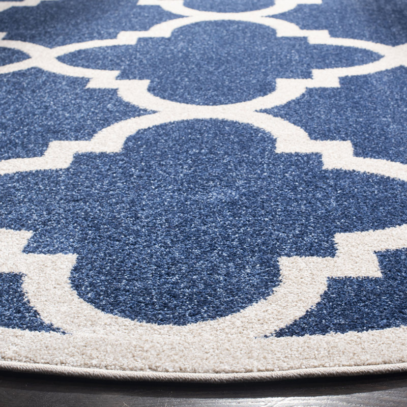 Tapis bleu marine / beige Ammundsen, Rond 7 pi