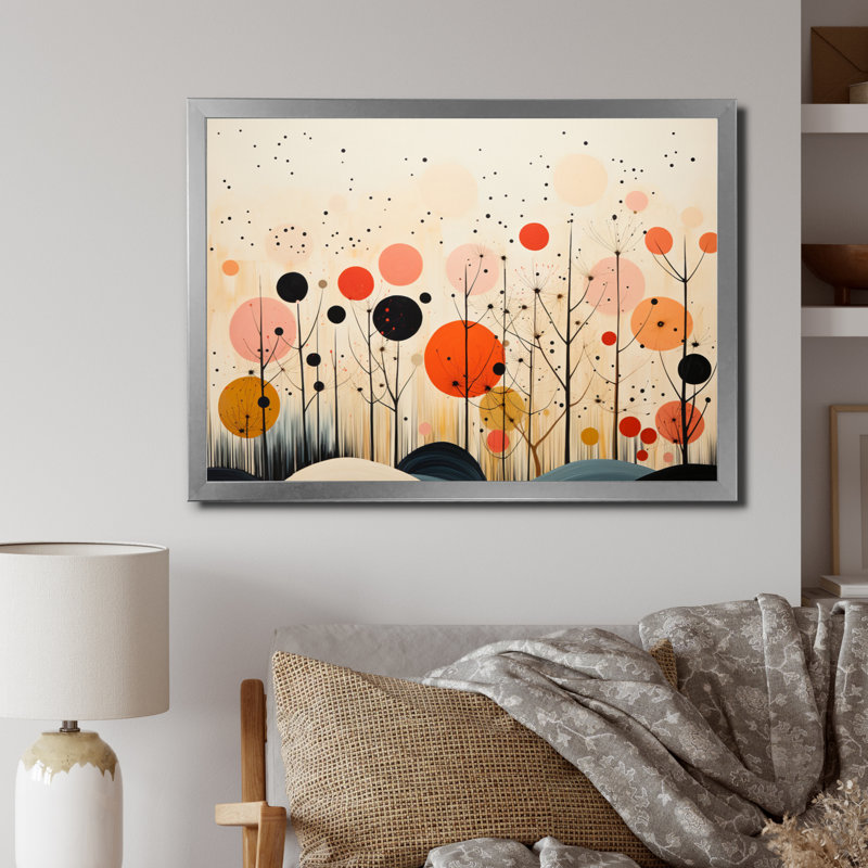 «Colorful Mid Century Minimalist Oasis VII», reproduction d'art sur toile, H 30 po x l 40 po x P 1,5 po, Cadre simple argenté