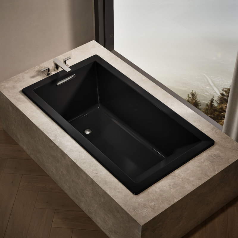 Underscore® 66" x 36" Soaking Bathtub, Black Black, Center, No