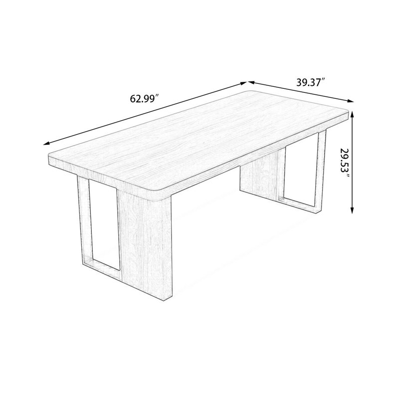 Bureau rectangulaire en bois massif noyer, H 29,53 po x l 62,99 po x P 27,56 po
