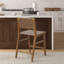 Tabouret de comptoir Mid-Century en similicuir tissé de 24 po de hauteur, pieds en bois massif, abat-jour en pacane, poids maximal de 300 lb, assemblage requis, finition, attrait décontracté, fauteuil assorti