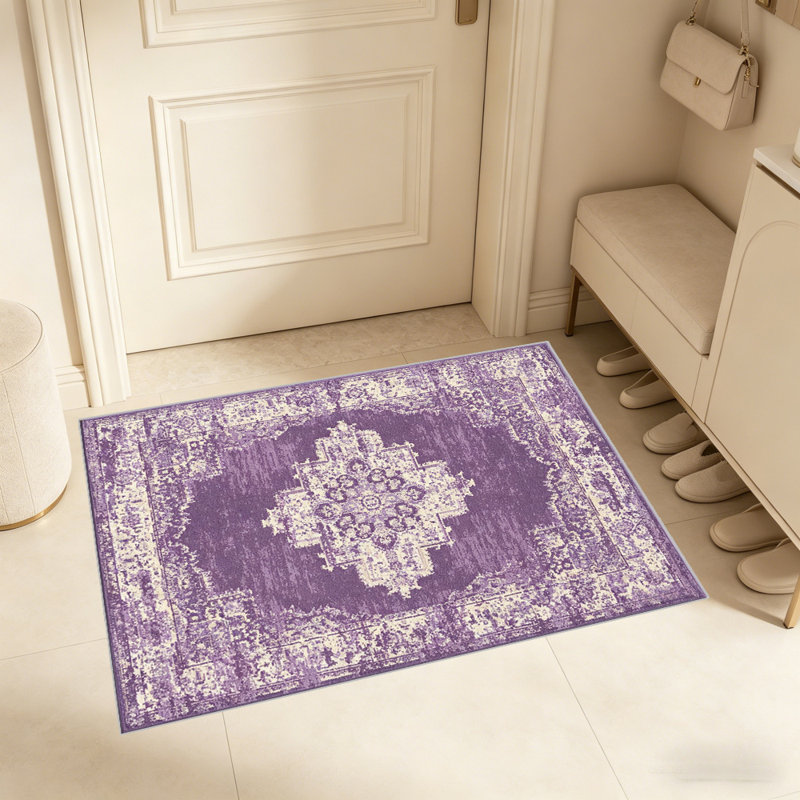 Purple Medallion Vintage   area rugs for Living Room, Soft and Comfortable, Suitable for all seasons, easy to maintain, machine washable Indoor floor mat, Under Table Farmhouse suitable for Bedroom, Dining Room, Study,  Balcony, Home Decor Patio