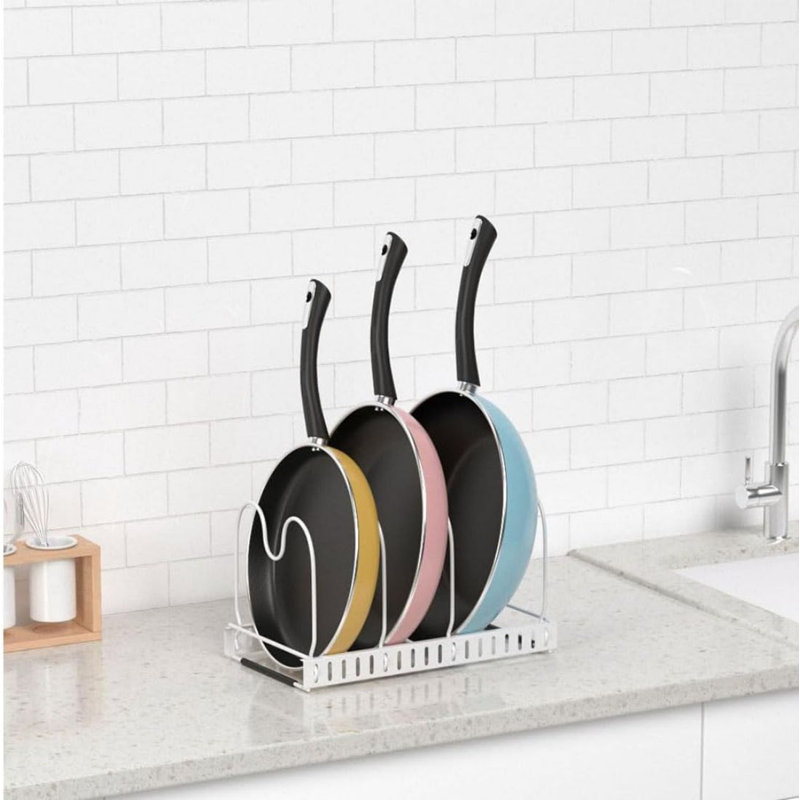 Metal Rectangle Countertop / Cabinet Pot Rack, White