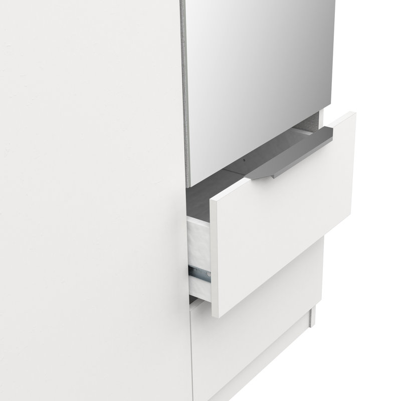 Nikkolaus 3 Door Manufactured Wood Wardrobe, White