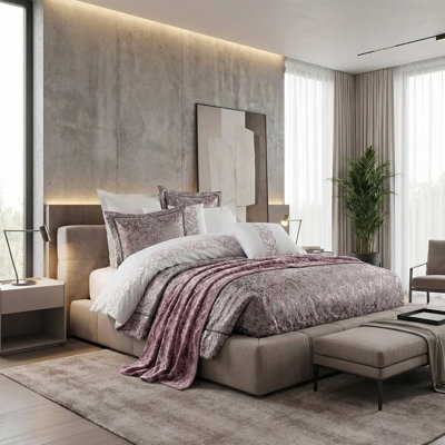 Ensemble d'édredon jacquard métallique Luxe Mauve