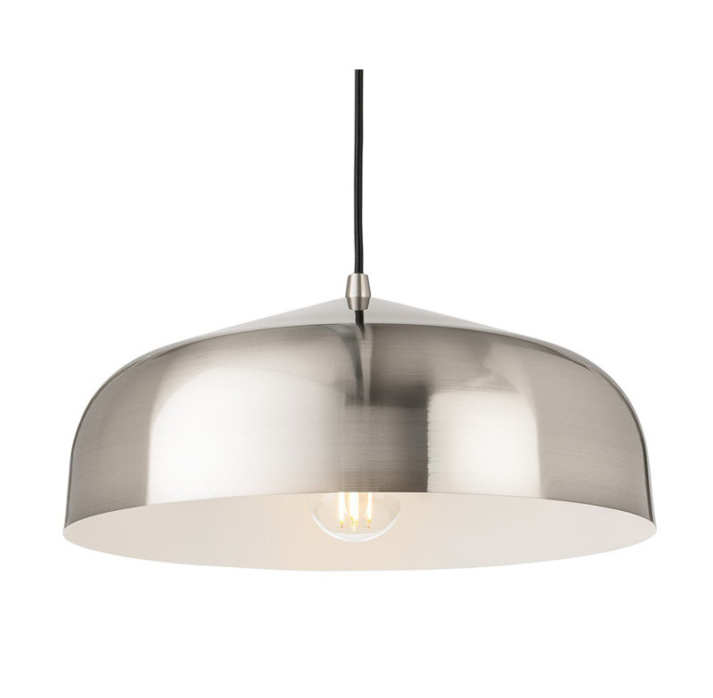 1 - Light Dome Pendant, Brushed Steel