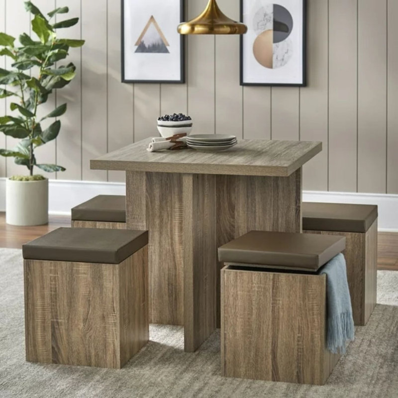 Haleigh 4 - Person Pedestal Dining Set, Brown