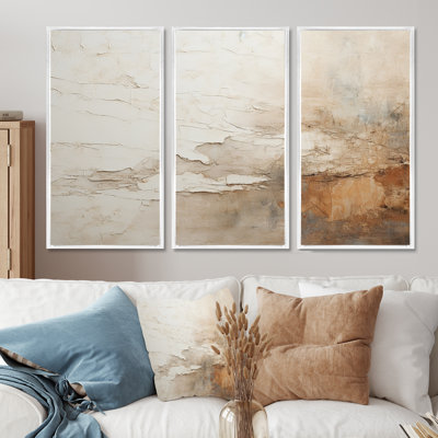 Beige And Brown Paint Fusion - Abstract Canvas Wall Art Set