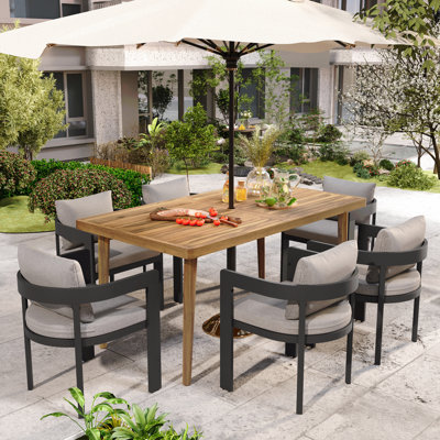 Ensemble repas d'extérieur pour patio 7 pièces, extérieur
