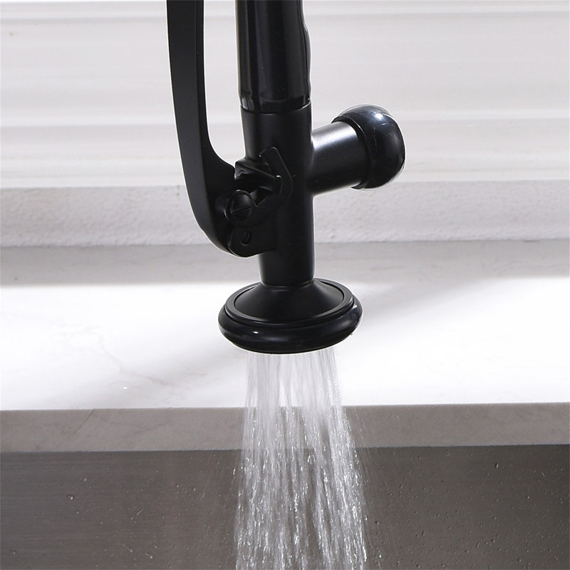 Kitchen Faucet Pull Down Sprayer And Nickel,Single Handle Kitchen Sink Faucet, Black/Silver