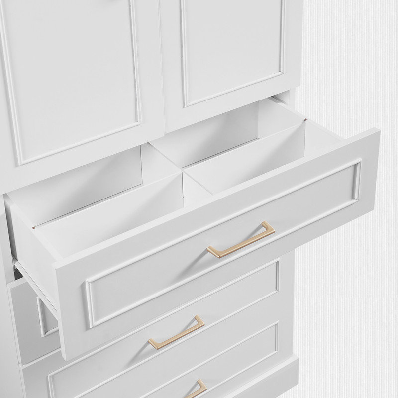 Armoire de bureau avec tablette réglable et tiroirs, Blanc