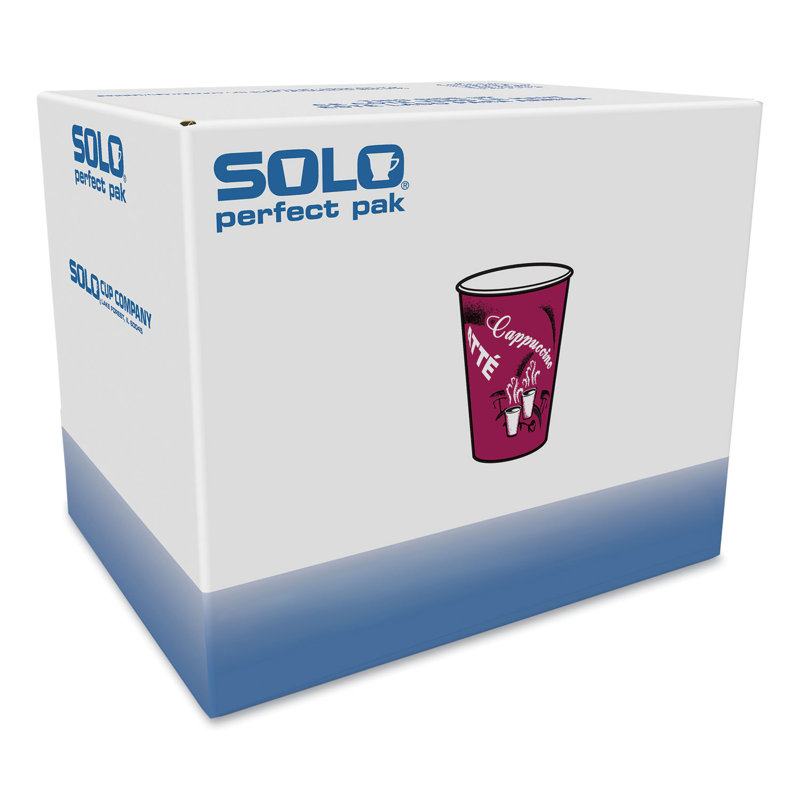 Maroon Bistro Design 12 oz Disposable Hot Drink Cups