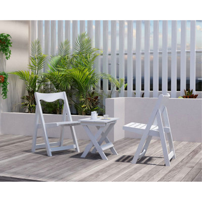 Table pliante Hips et 2 chaises, mobilier d'extérieur blanc rectangulaire pour chaise élégante