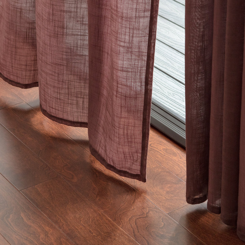 Misenheimer Solid Semi-Sheer Rod Pocket Curtain Panels, 52" x 96", Brown