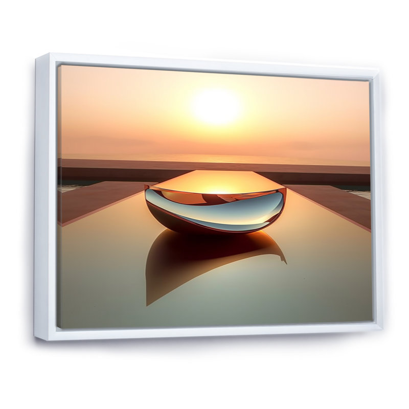 «Pink & Architectural Curves Futuristic Minimal I», reproduction sur toile, 30" H x 40" W, Cadre flottant blanc