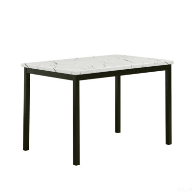 Noyes Metal Dining Table with Laminated Faux Marble Top