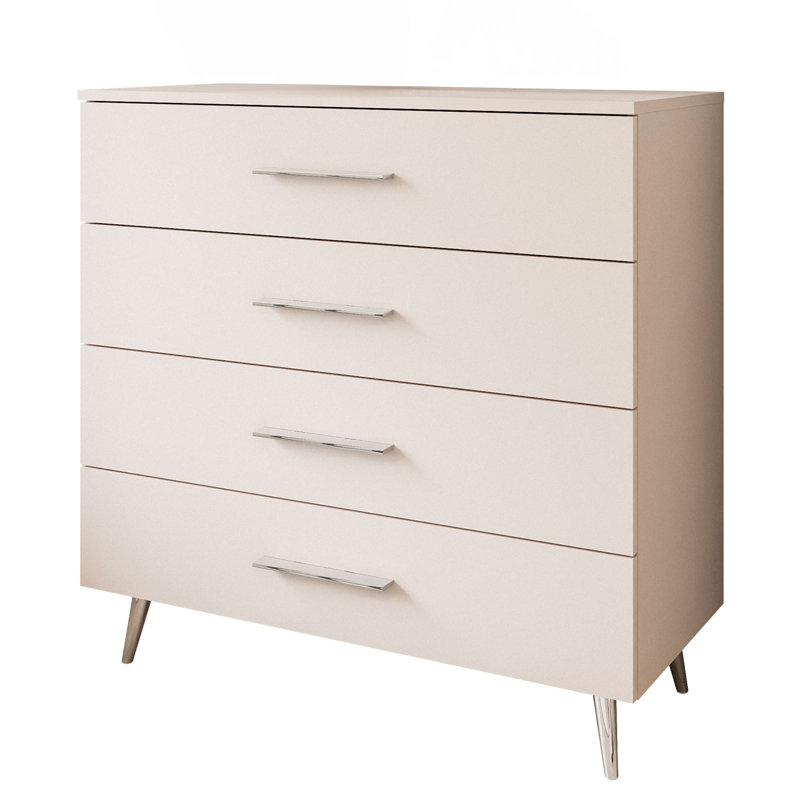 Azwa Metal Rectangle Storage Unit Accent Chest, Cashmere/silver chrome